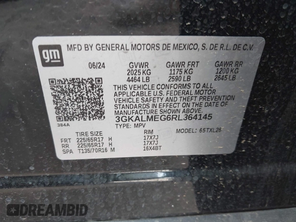 2024 GMC Terrain SLE с VIN 3GKALMEG6RL364145, выставлен на аукционе IAAI как лот 42548771 с пробегом Не указан миль и . История ставок и продаж доступна на DreamBid. Изображение 9.