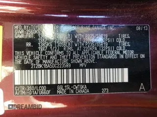 2013 Lexus RX 350 z VIN 2T2BK1BA5DC223589, wystawiony jako Copart lot #57445625 z przebiegiem 145 778 mil mil oraz Szkoda całkowita • Salvage title. Historia ofert i sprzedaży dostępna na DreamBid. Obrazek 13.