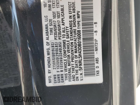 2013 Honda Odyssey EX z VIN 5FNRL5H43DB016008, wystawiony jako Copart lot #48776965 z przebiegiem 231 655 mil mil oraz Nie do naprawy • Non repairable. Historia ofert i sprzedaży dostępna na DreamBid. Obrazek 13.