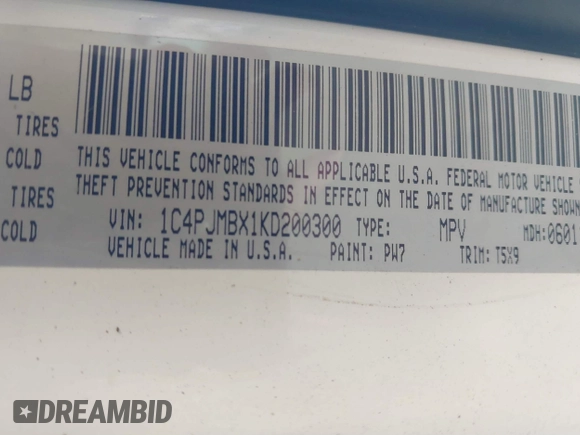 2019 Jeep Cherokee Trailhawk with VIN 1C4PJMBX1KD200300, listed as a IAAI auction lot 41781465 with Not Provided miles and . Bid and sale history available at DreamBid. Image 9.
