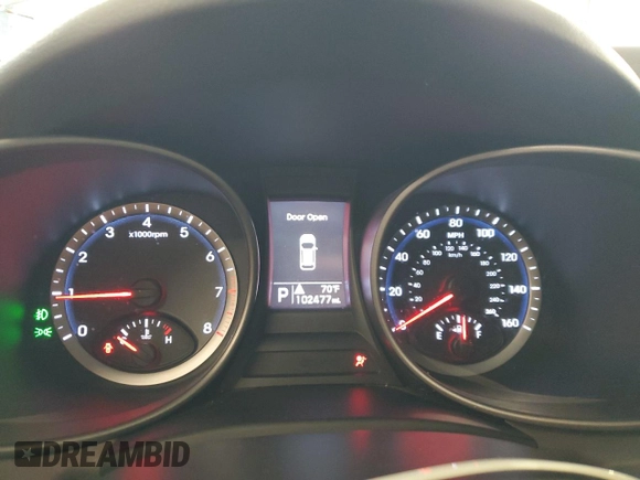 2014 Hyundai Santa Fe with VIN 5XYZU3LB1EG227984, listed as a Copart auction lot 59569905 with 102,477 mi miles and Salvage title. Bid and sale history available at DreamBid. Image 9.