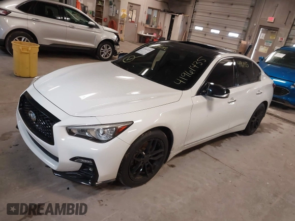 2018 Infiniti Q50 3.0t Luxe with VIN JN1EV7AR5JM436336, listed as a IAAI auction lot 41961435 with 87,671 mi miles. Bid and sale history available at carsss.com. Image 19.