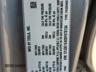 2025 Tesla Model 3 Long Range z VIN 5YJ3E1EA0SF878134, wystawiony jako Copart lot #59854975 z przebiegiem Nie podano mil oraz Szkoda całkowita • Salvage title. Historia ofert i sprzedaży dostępna na DreamBid. Obrazek 12.
