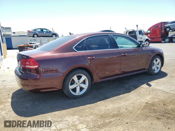2013 Volkswagen Passat SE with VIN 1VWBN7A39DC123275, listed as a Copart auction lot 58411545 with 79,320 mi miles and Clean title. Bid and sale history available at DreamBid. Image 3.