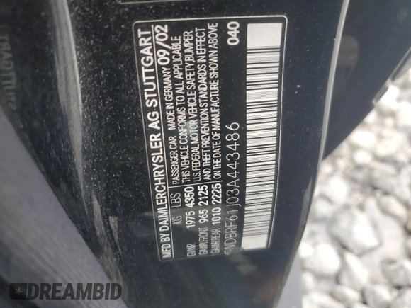 2003 Mercedes-Benz C 240 with VIN WDBRF61J03A443486, listed as a Copart auction lot 43896805 with 62,931 mi miles and Salvage Title. Bid and sale history available at carsss.com. Image 15.