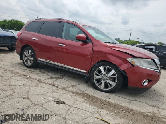 2016 Nissan Pathfinder Platinum with VIN 5N1AR2MM5GC636419, listed as a Copart auction lot 60929575 with 214,138 mi miles and Salvage title. Bid and sale history available at DreamBid. Image 4.