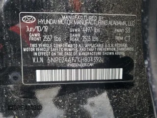 2019 Hyundai Sonata SE with VIN 5NPE24AF7KH804392, listed as a Copart auction lot 82188904 with 80,836 mi miles and Salvage Title. Bid and sale history available at carsss.com. Image 12.