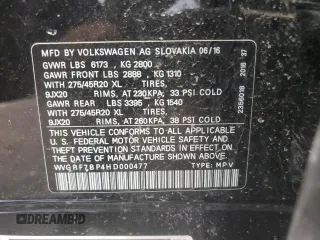 2017 Volkswagen Touareg Wolfsburg Edition с VIN WVGRF7BP4HD000477, выставлен на аукционе Copart как лот 46334275 с пробегом Не указан миль и На запчасти • Non repairable. История ставок и продаж доступна на DreamBid. Изображение 13.
