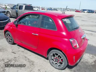 2015 FIAT 500 Turbo with VIN 3C3CFFHH2FT648125, listed as a IAAI auction lot 41835574 with 111,197 mi miles. Bid and sale history available at carsss.com. Image 3.