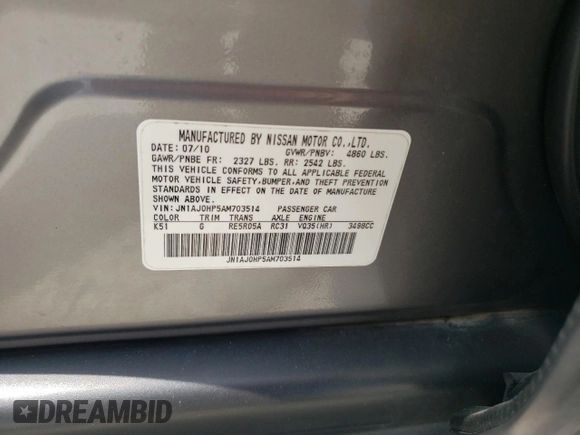 2010 Infiniti EX Journey с VIN JN1AJ0HP5AM703514, выставлен на аукционе Copart как лот 68895934 с пробегом 134 518 миль миль и Списание • Salvage title. История ставок и продаж доступна на DreamBid. Изображение 13.