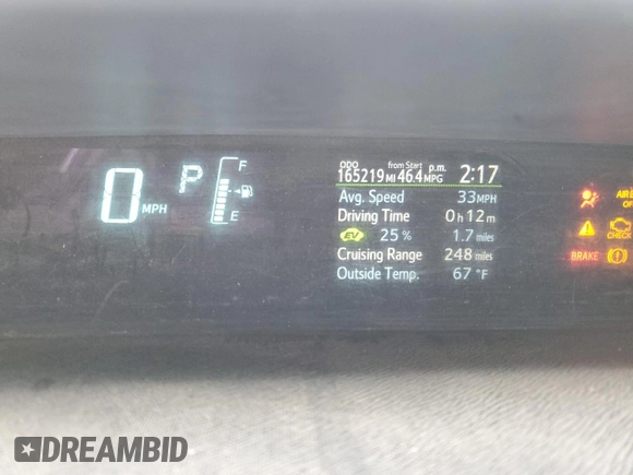 2014 Toyota Prius One with VIN JTDKDTB39E1560851, listed as a Copart auction lot 49844525 with 165,219 mi miles and Salvage Title. Bid and sale history available at DreamBid. Image 9.