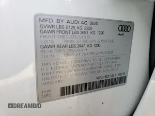 2020 Audi Q3 S line Premium Plus with VIN WA1EECF32L1116576, listed as a Copart auction lot 41111063 with 9,808 mi miles. Bid and sale history available at carsss.com. Image 13.