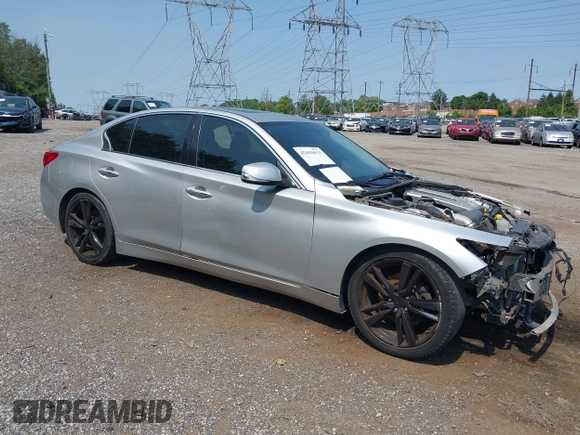 2015 Infiniti Q50 with VIN JN1BV7AP6FM354690, listed as a IAAI auction lot 42410614 with 98,527 mi miles and . Bid and sale history available at DreamBid. Image 1.