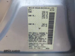 2014 Nissan Altima SV with VIN 1N4AL3AP1EC291922, listed as a IAAI auction lot 41432943 with 144,239 mi miles and . Bid and sale history available at DreamBid. Image 9.