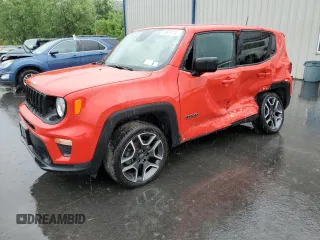2021 Jeep Renegade Upland z VIN ZACNJDAB0MPM33342, wystawiony jako Copart lot #59976115 z przebiegiem 52 184 mil mil oraz Szkoda całkowita • Salvage title. Historia ofert i sprzedaży dostępna na DreamBid. Obrazek 1.