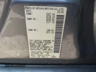 2016 Nissan Altima SR with VIN 1N4AL3AP1GC204037, listed as a IAAI auction lot 42558701 with 82,002 mi miles and . Bid and sale history available at DreamBid. Image 9.