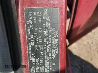 2006 Hyundai Accent GLS with VIN KMHCN46C66U038319, listed as a Copart auction lot 46668495 with 194,499 mi miles and Salvage Title. Bid and sale history available at carsss.com. Image 12.