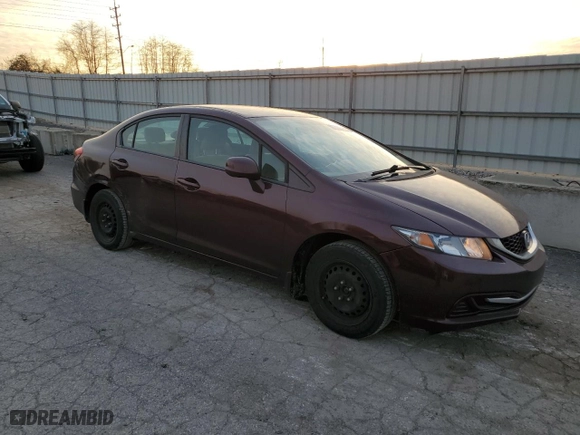 2013 Honda Civic Sdn LX with VIN 19XFB2F50DE091609, listed as a Copart auction lot 78881994 with 208,505 mi miles and Salvage Title. Bid and sale history available at carsss.com. Image 4.