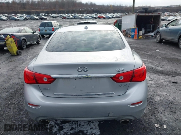 2014 Infiniti Q50 Hybrid Premium with VIN JN1AV7AR9EM700727, listed as a IAAI auction lot 41461433 with 169,882 mi miles. Bid and sale history available at carsss.com. Image 16.