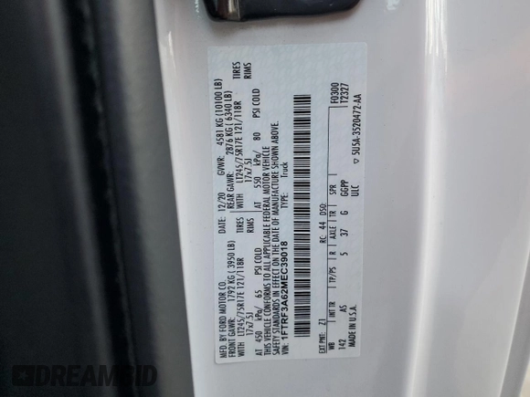 2021 Ford F-350 XL with VIN 1FTRF3A62MEC39018, listed as a Copart auction lot 80884973 with 45,966 mi miles and Non repairable. Bid and sale history available at DreamBid. Image 13.