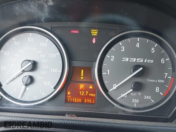 2012 BMW 3 Series 335is with VIN WBAKG1C55CE839633, listed as a IAAI auction lot 42516672 with 111,320 mi miles and . Bid and sale history available at DreamBid. Image 7.