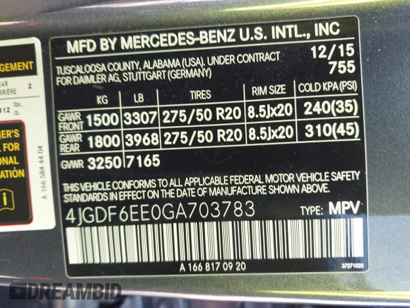 2016 Mercedes-Benz GL with VIN 4JGDF6EE0GA703783, listed as a IAAI auction lot 41696515 with 146,679 mi miles. Bid and sale history available at carsss.com. Image 9.