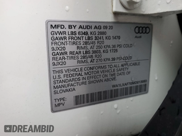 2021 Audi Q7 Premium Plus с VIN WA1LXAF70MD013083, выставлен на аукционе Copart как лот 56216055 с пробегом 71 581 миль миль и Списание • Salvage title. История ставок и продаж доступна на DreamBid. Изображение 13.