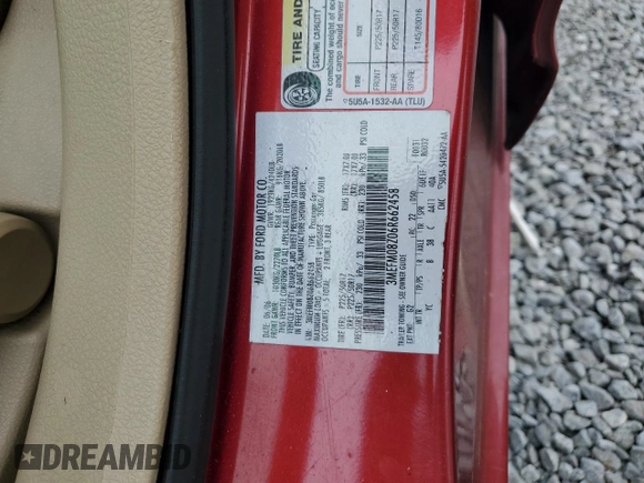 2006 Mercury Milan Premier with VIN 3MEFM08Z06R662458, listed as a Copart auction lot 51348245 with 210,545 mi miles and Salvage Title. Bid and sale history available at carsss.com. Image 12.