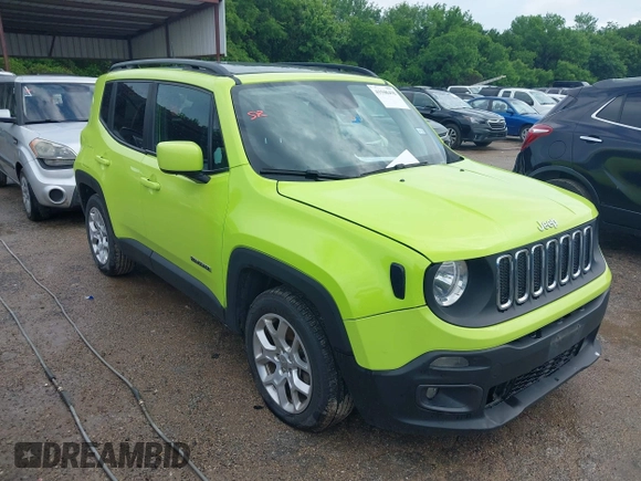 2018 Jeep Renegade Latitude with VIN ZACCJABBXJPJ60183, listed as a IAAI auction lot 41948498 with 72,893 mi miles. Bid and sale history available at carsss.com. Image 1.