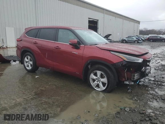 2021 Toyota Highlander Hybrid LE with VIN 5TDBBRCH1MS518064, listed as a Copart auction lot 50311555 with Not provided miles and Salvage title. Bid and sale history available at DreamBid. Image 4.