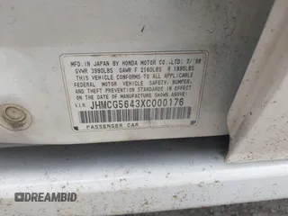 1999 Honda Accord LX z VIN JHMCG5643XC000176, wystawiony jako IAAI lot #42193734 z przebiegiem 261 485 mil mil oraz . Historia ofert i sprzedaży dostępna na DreamBid. Obrazek 9.