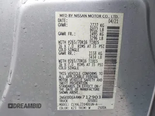 2021 Nissan Frontier SV z VIN 1N6ED0EA4MN712903, wystawiony jako IAAI lot #42126845 z przebiegiem 35 019 mil mil oraz . Historia ofert i sprzedaży dostępna na DreamBid. Obrazek 9.