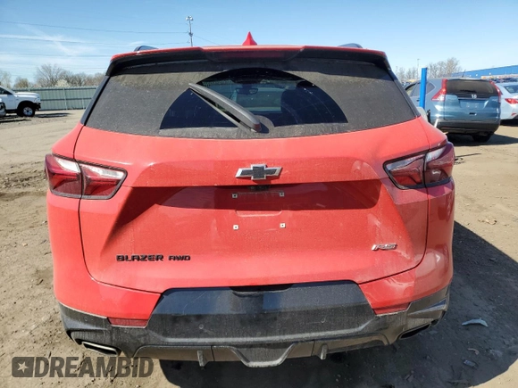 2022 Chevrolet Blazer RS with VIN 3GNKBKRS8NS137567, listed as a Copart auction lot 53806235 with 71,174 mi miles and Salvage title. Bid and sale history available at DreamBid. Image 6.