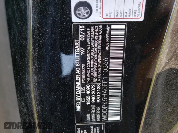 2015 Mercedes-Benz SLK-Class SLK 350 with VIN WDDPK5HA0FF110366, listed as a Copart auction lot 55655064 with 45,317 mi miles and Salvage Title. Bid and sale history available at carsss.com. Image 14.