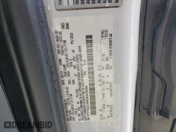 2016 Ford Transit z VIN 1FTYE2CM9GKA15884, wystawiony jako Copart lot #67927714 z przebiegiem 104 913 mil mil oraz Szkoda całkowita • Salvage title. Historia ofert i sprzedaży dostępna na DreamBid. Obrazek 14.