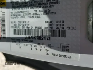 2017 Ford Fusion SE with VIN 3FA6P0H79HR221931, listed as a Copart auction lot 59914385 with 78,043 mi miles and Salvage title. Bid and sale history available at DreamBid. Image 12.