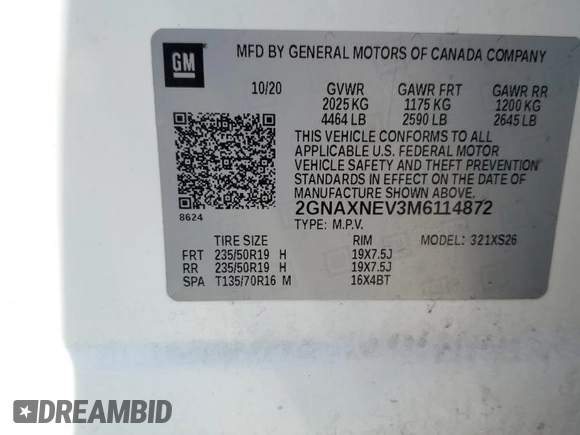 2021 Chevrolet Equinox Premier z VIN 2GNAXNEV3M6114872, wystawiony jako Copart lot #50428915 z przebiegiem 91 075 mil mil oraz Szkoda całkowita • Salvage title. Historia ofert i sprzedaży dostępna na DreamBid. Obrazek 13.