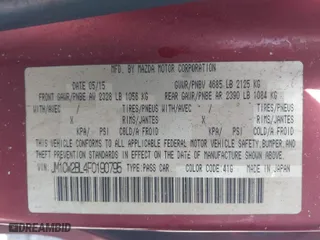 2015 Mazda Mazda5 Sport with VIN JM1CW2BL4F0190795, listed as a IAAI auction lot 41874694 with 181,805 mi miles. Bid and sale history available at carsss.com. Image 9.