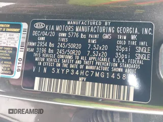 2021 Kia Telluride EX with VIN 5XYP34HC7MG145841, listed as a IAAI auction lot 41736088 with 89,030 mi miles and . Bid and sale history available at DreamBid. Image 9.
