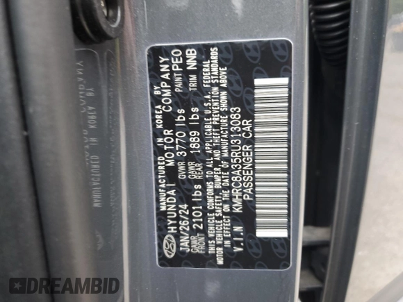 2024 Hyundai Venue Limited with VIN KMHRC8A35RU313083, listed as a Copart auction lot 62710675 with Not provided miles and Salvage title. Bid and sale history available at DreamBid. Image 13.
