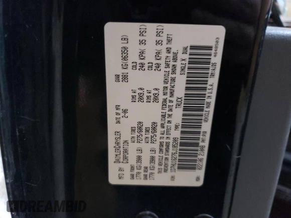 2006 Dodge 1500 SLT with VIN 1D7HU16276J185209, listed as a Copart auction lot 85576394 with 180,446 mi miles and Clean Title. Bid and sale history available at DreamBid. Image 12.