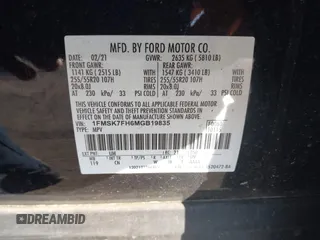 2021 Ford Explorer Limited with VIN 1FMSK7FH6MGB19835, listed as a IAAI auction lot 40901226 with 66,182 mi miles. Bid and sale history available at carsss.com. Image 9.