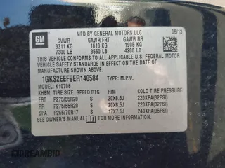 2014 GMC Yukon Denali with VIN 1GKS2EEF9ER140584, listed as a IAAI auction lot 41688659 with 81,995 mi miles. Bid and sale history available at carsss.com. Image 9.