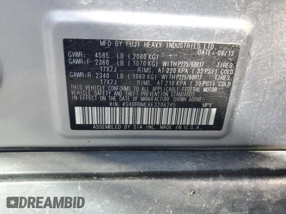 2014 Subaru Outback 2.5i Limited with VIN 4S4BRBMC6E3206245, listed as a Copart auction lot 61093314 with 163,943 mi miles and Salvage Title. Bid and sale history available at carsss.com. Image 13.