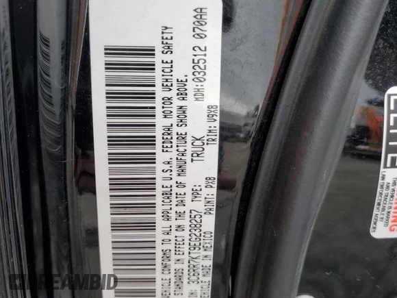 2014 Ram 1500 Express with VIN 3C6RR7KT9EG238257, listed as a Copart auction lot 76968934 with 0 mi miles and Salvage Title. Bid and sale history available at carsss.com. Image 13.