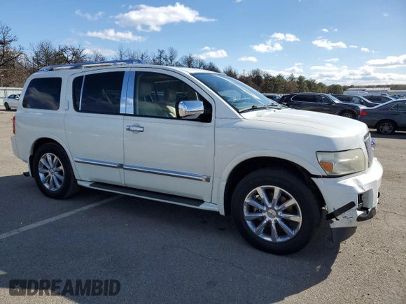 2009 Infiniti QX56 with VIN 5N3AA08C29N901728, listed as a Copart auction lot 45585905 with 107,649 mi miles and Salvage Title. Bid and sale history available at carsss.com. Image 4.
