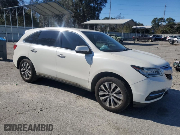 2015 Acura MDX Tech Pkg with VIN 5FRYD3H4XFB013234, listed as a Copart auction lot 46195785 with 156,628 mi miles and Salvage Title. Bid and sale history available at carsss.com. Image 4.