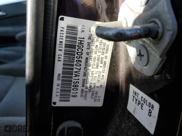 1997 Honda Accord Special Edition with VIN 1HGCD5607VA158019, listed as a Copart auction lot 84228404 with 181,309 mi miles and Salvage Title. Bid and sale history available at carsss.com. Image 12.