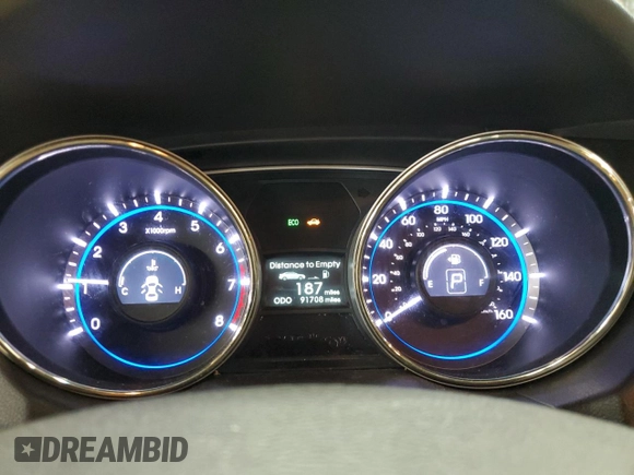 2013 Hyundai Sonata Limited with VIN 5NPEC4AC8DH614803, listed as a Copart auction lot 52021195 with 91,708 mi miles and Salvage Title. Bid and sale history available at DreamBid. Image 9.