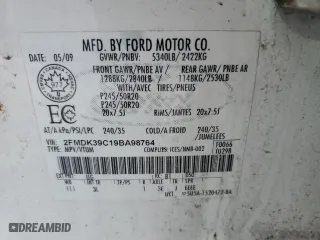 2009 Ford Edge Limited with VIN 2FMDK39C19BA98764, listed as a Copart auction lot 42400995 with 0 mi miles and Non Repairable. Bid and sale history available at carsss.com. Image 13.